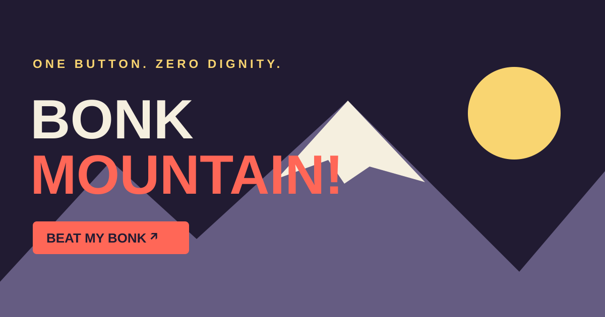 Bonk Mountain: a mountain beast, a tiny flying gremlin, and questionable aviation.